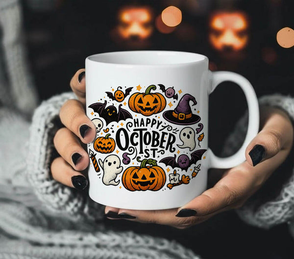 مج أبيض - Happy October