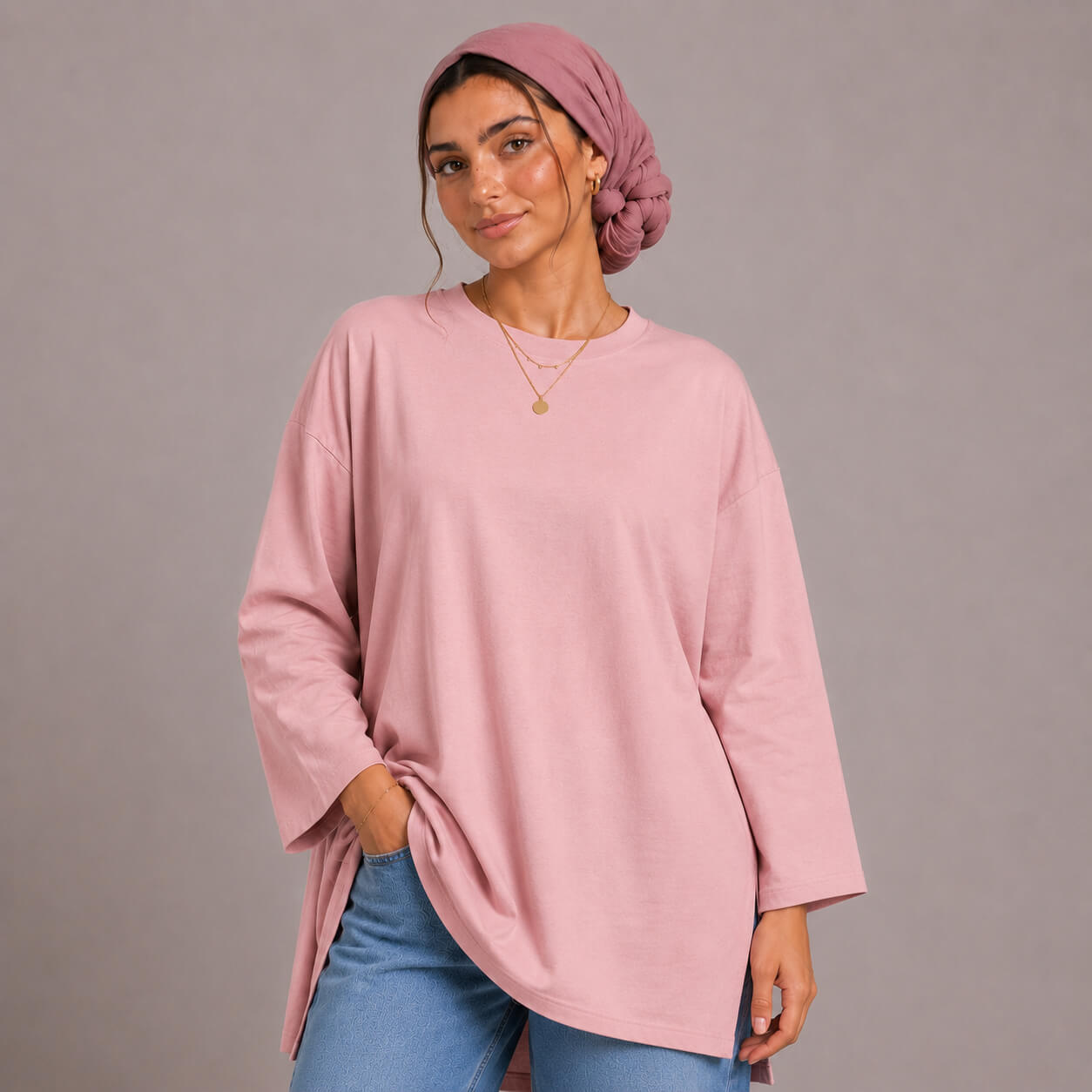 Oversized Long Sleeve Tee - 100% Cotton Interlock